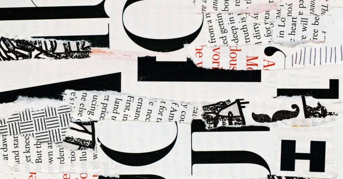 torn strips of paper with type-written text